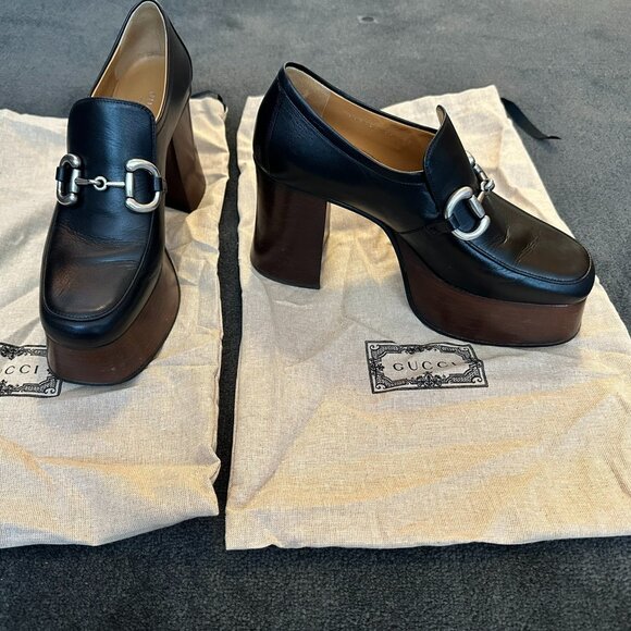 GUCCI Horsebit Accent Leather Pumps - Picture 1 of 6